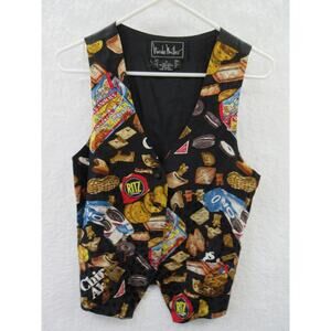 Vintage 1992 NICOLE MILLER Novelty Vest Nabisco Oreos Ritz Cracker Womens Medium
